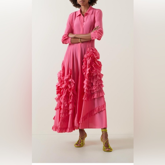 Ulla Johnson Dresses & Skirts - Ulla Johnson Vibrant Pink Ruffle Maxi Dress